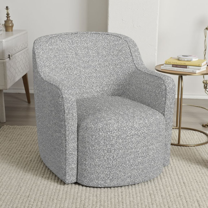 Brentleigh Upholstered Swivel Armchair, Light Tan Boucle