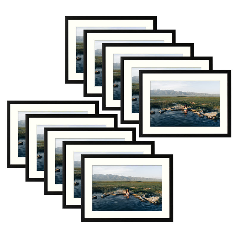Cadre photo Drennon, Noir, 5 po x 7 po emmêlé à 4 po x 6 po