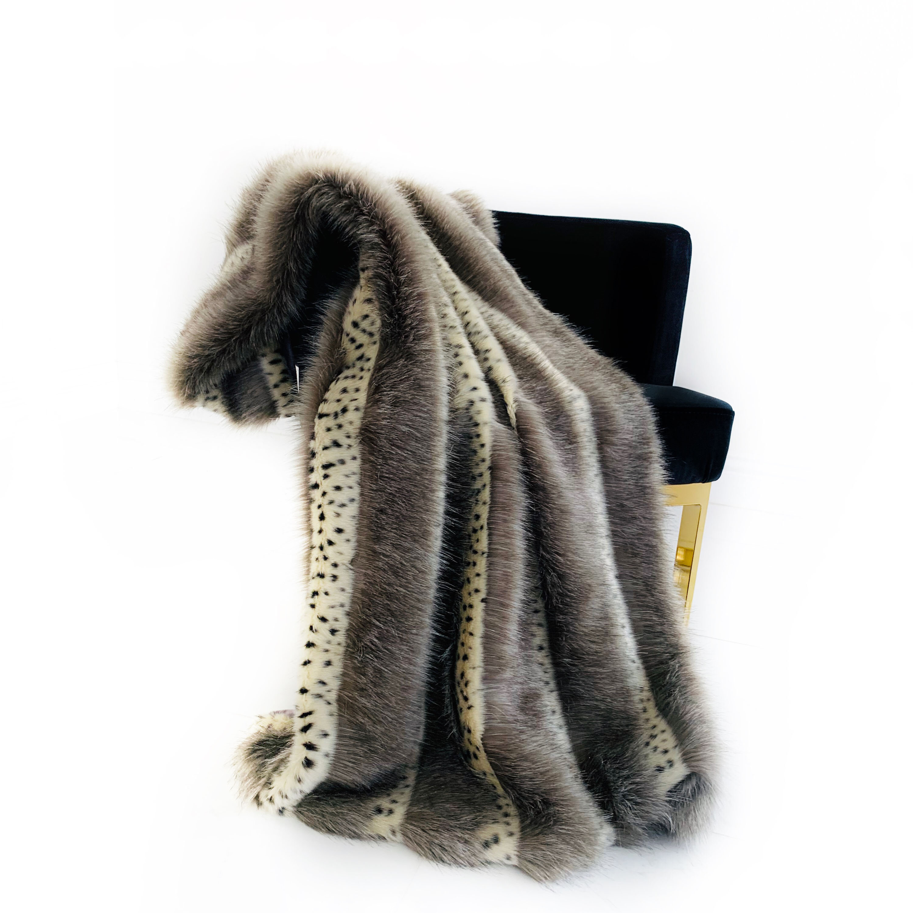 Plutus Brands Plutus Gray Two Tone Feather Faux Fur Luxury Throw ...