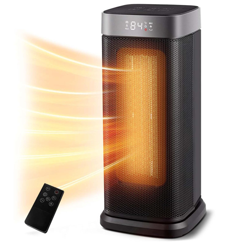 Chaufferette portative 1500W en céramique pour l'intérieur avec oscillation, thermostat, 5 modes, minuterie et télécommande