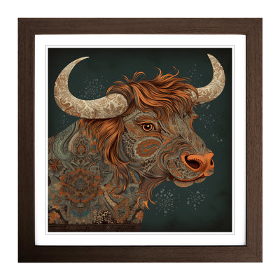 Highland Cow Paisley - Framed Print