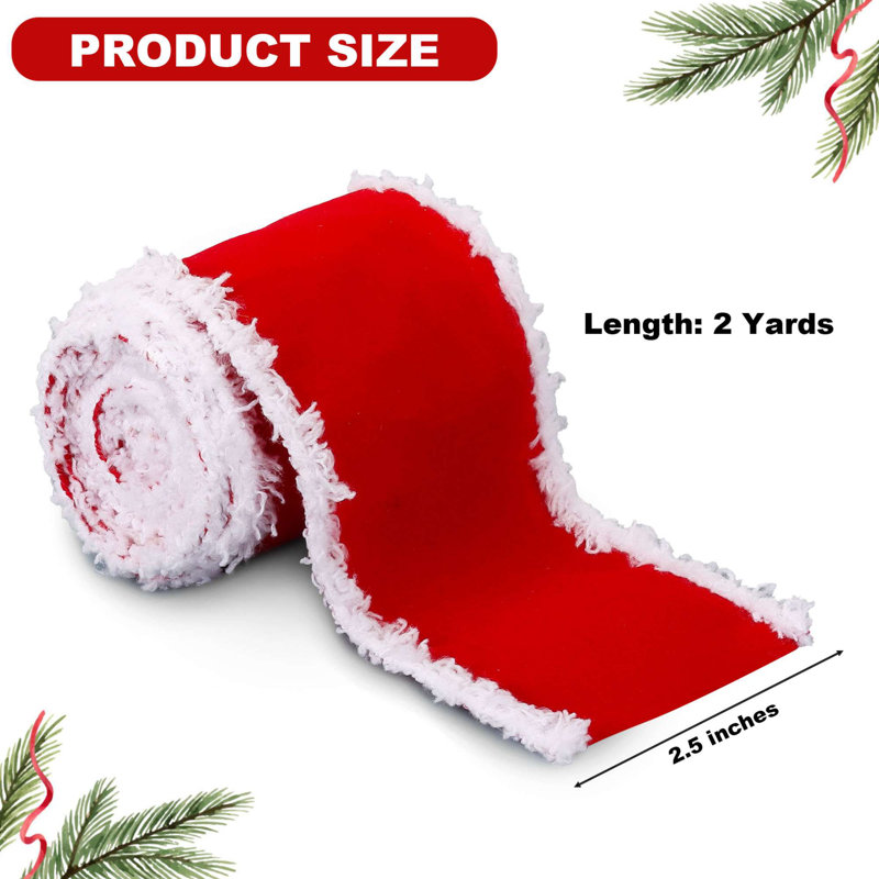 Ruban de Noël pour décoration d'arbre de Noël, emballage cadeau, artisanat, 2,5 po x 4 verges