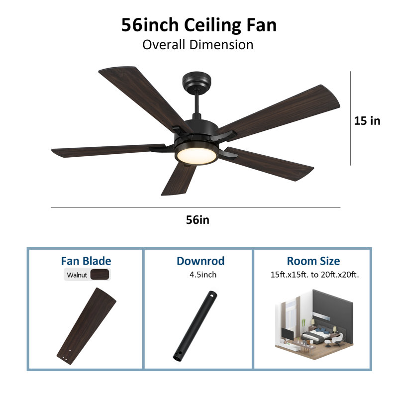 Lacurtis 56'' Ceiling Fan with LED Lights
