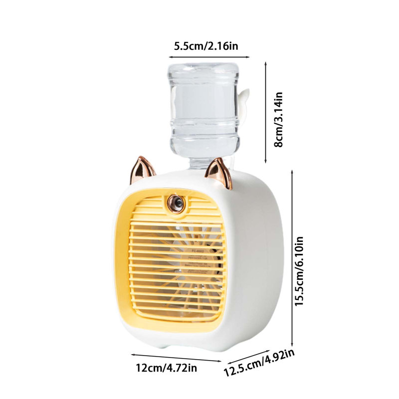 Kondieu Ventilateur de climatisation Mini ventilateur USB Ventilateur de bureau Turbo Jet Humidification Refroidisseur Portable Brumisateur rechargeable
