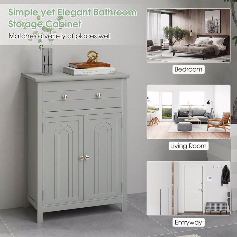 Armoire de salle de bain autoportante, gris