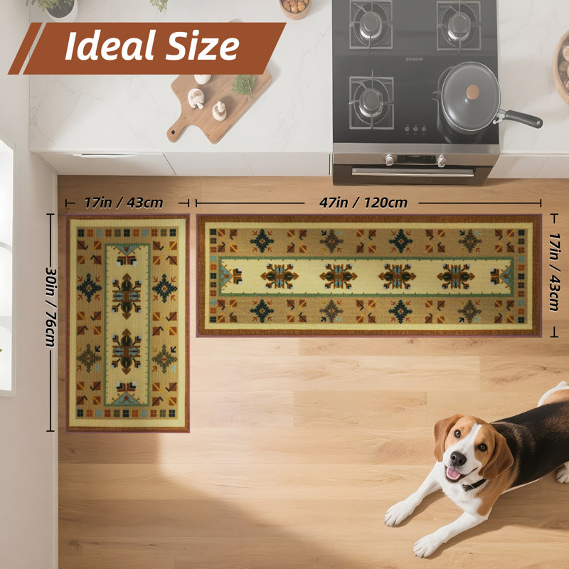  Kitchen Mat 2PCS Cushioned Kitchen Mats for Floor, Waterproof Kitchen Rug Set of 2 Non-Skid Comfort Standing Mat for Kitchen, Office, Sink, Laundry