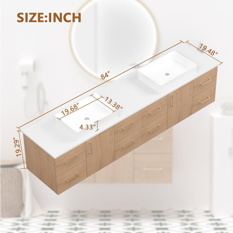 Meuble-lavabo double 84 po avec lavabo 84 po
