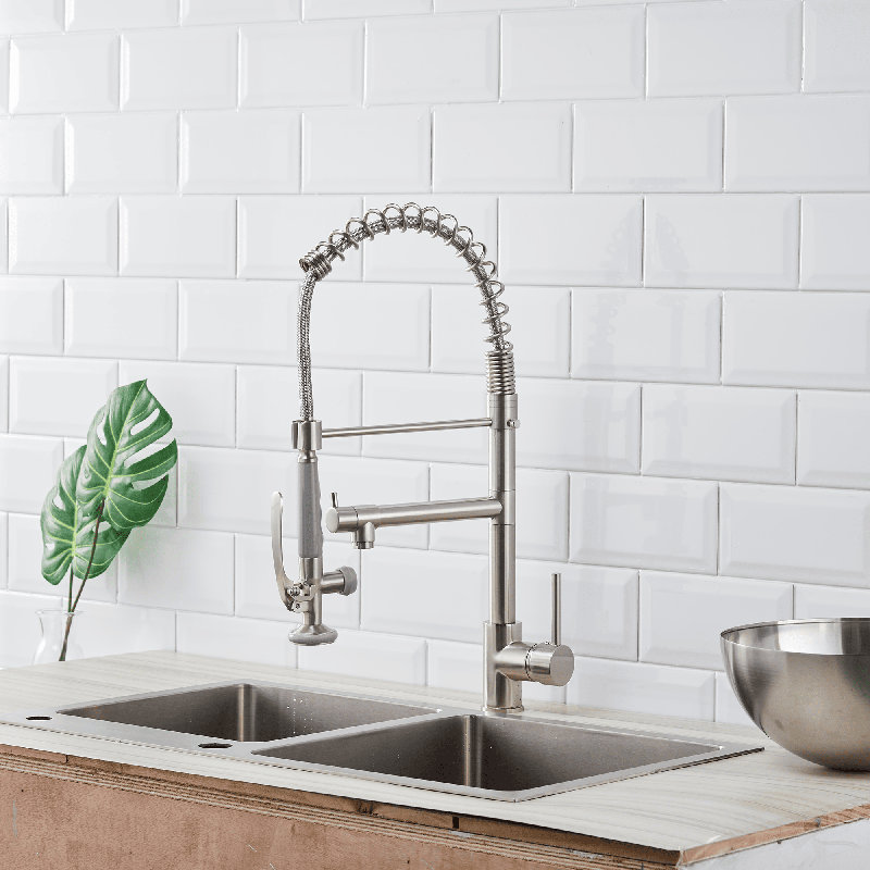 Robinet de cuisine à poignée simple avec accessoires