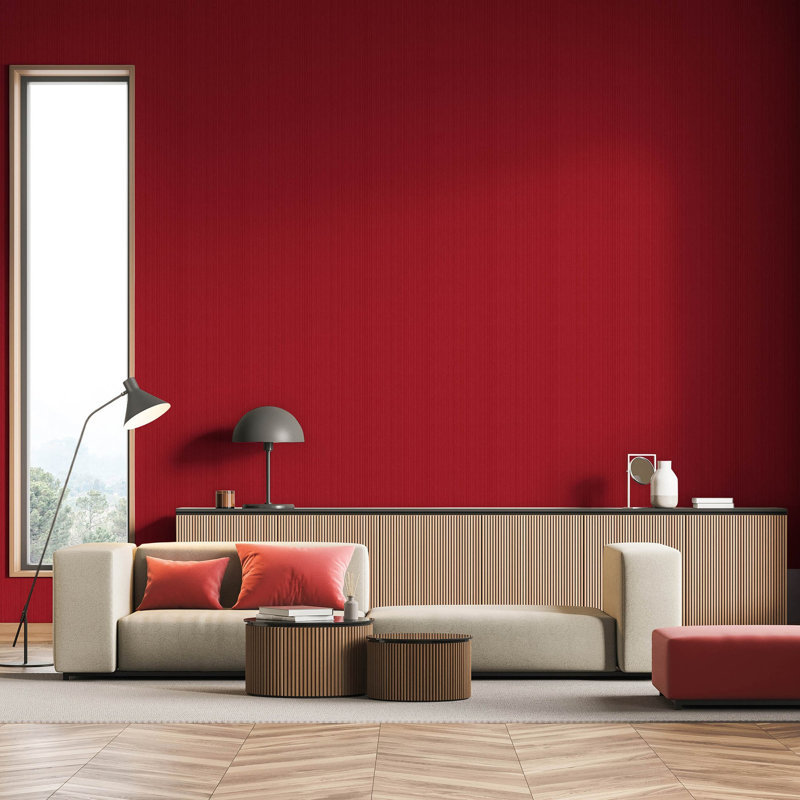 Evelina 10.05m x 70cm Textured Wallpaper Roll, Red