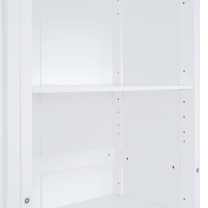 Grand lit escamotable mural avec tablettes, blanc