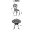 Ensemble 3 pièces de mobilier de salle à manger en fonte d'aluminium toutes saisons avec cadre noir-109291617