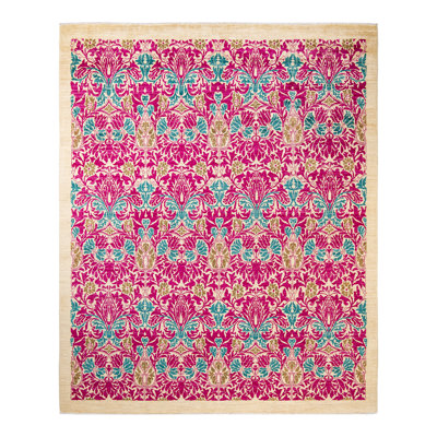 Tapis ivoire noué à la main de conception unique 8 pi x 9 pi 9 po Hornstra Arts & Crafts