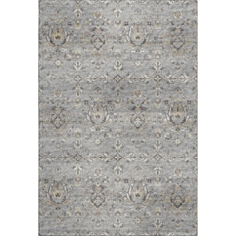 Premium Machine Washable Alliah AMF94 Ash Rug, Rectangle 8' x 10'