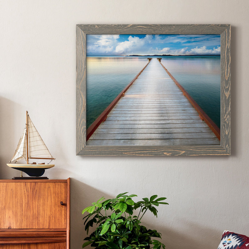 Long View Pier - Photographie de cadre photo sur toile, H 24 po x l 18 po x P 1,5 po, Gris