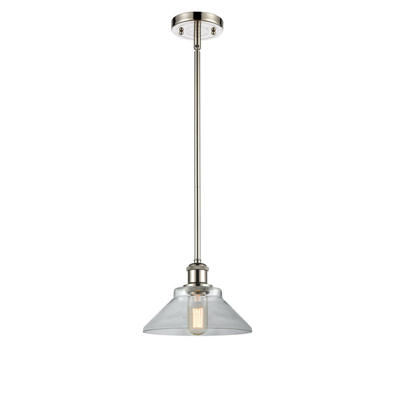 Newton St Loe 1 - Light Single Pendant, Clear, Polished Nickel, No Bulb Included