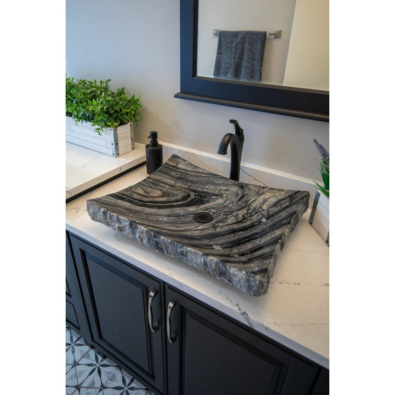 Lavabo de salle de bain vasque rectangulaire en bois Zen Stone