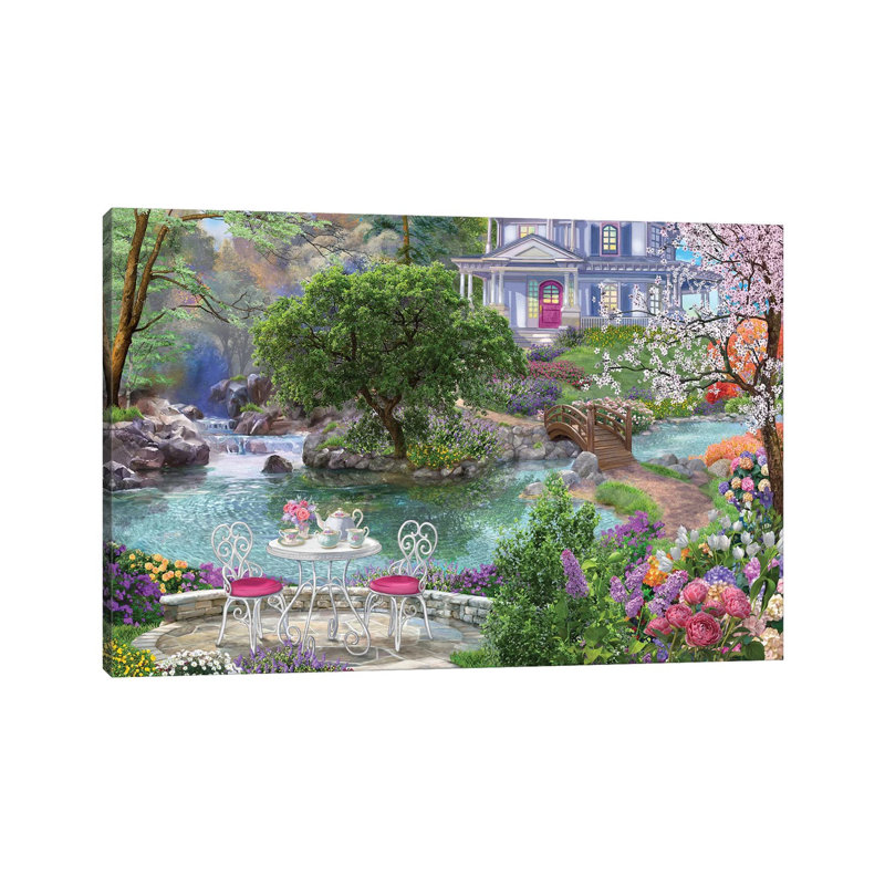 «Waterside Tea» par Bigelow, reproduction d'art sur toile tendue, H 8 po x l 12 po x P 0,75 po