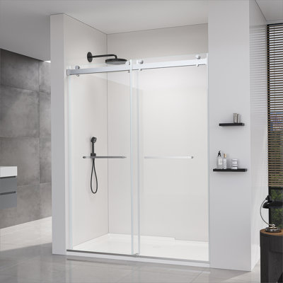 Sliding Shower Door, Frameless Glass Door With Stainless Steel Hardware
