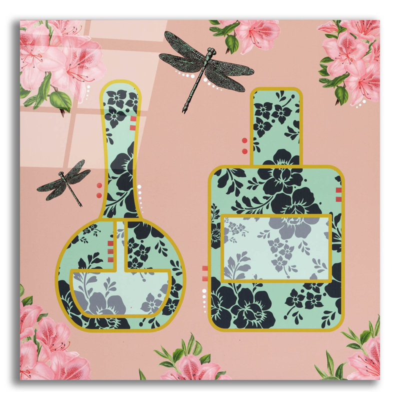  «Floral Cosmetics I» par Dean Russo, art mural en verre acrylique, 12 po x 12 po