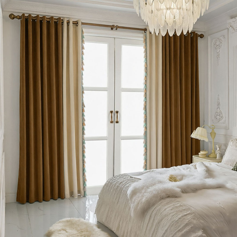Anjeli Room Darkening Curtain Pair, 52" W x 95" L, Brown