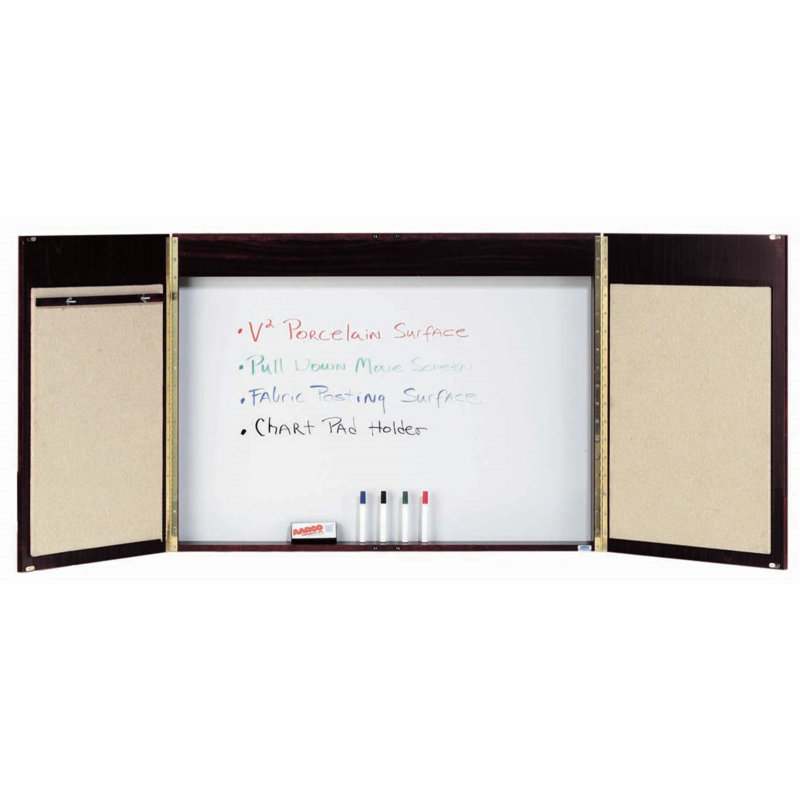 Armoire de conférence avec tableau blanc intégré, Noyer stratifié, H 3 po x l 4 po