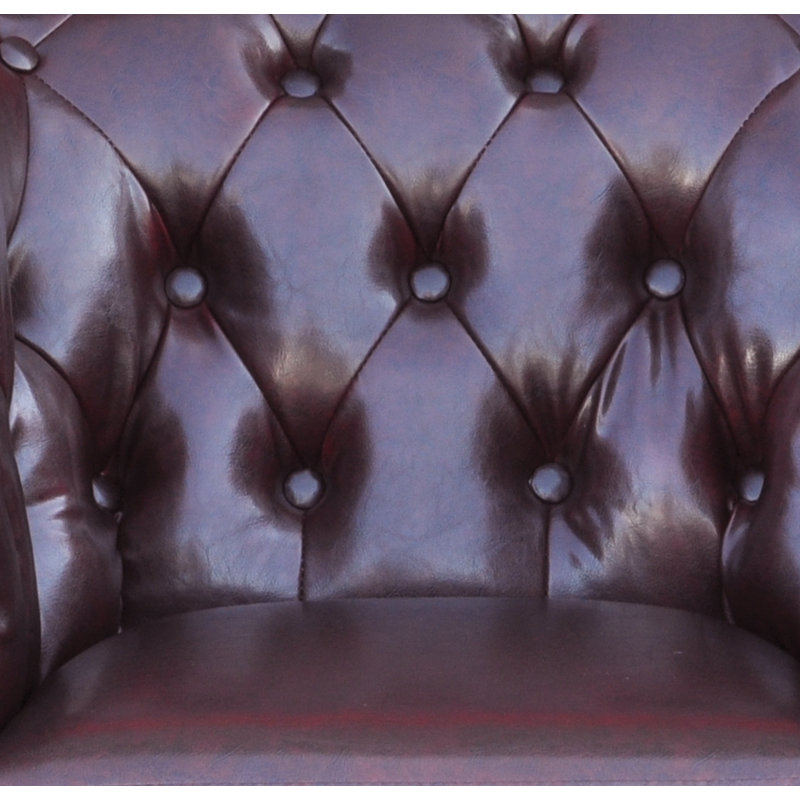 Canton 3 Seater Faux Leather Sofa, Antique Maroon