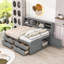 Lit de jour en bois avec armoires, tablettes et tiroirs-1703438386