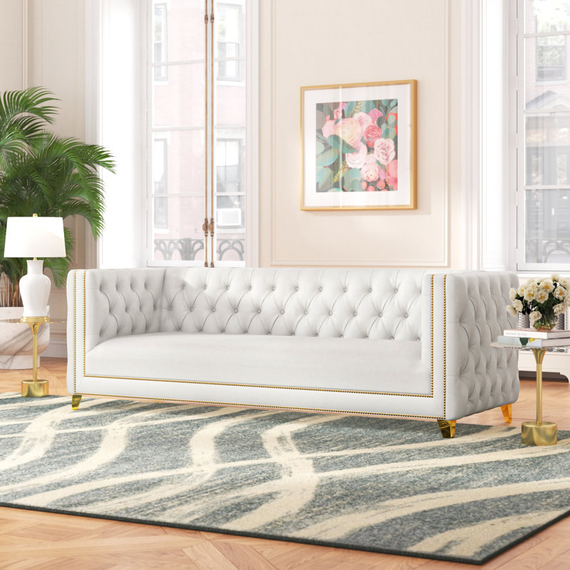 Michelle 90" Faux Leather Square Arm Sofa