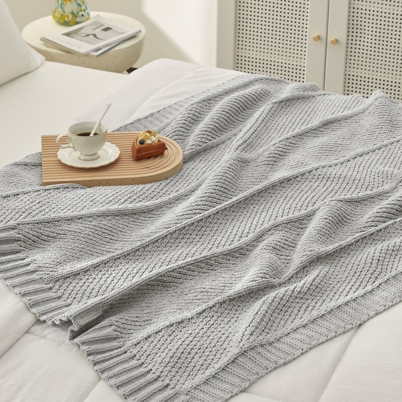 Jeté Chunky Knit, Gris, L 50 po x L 60 po