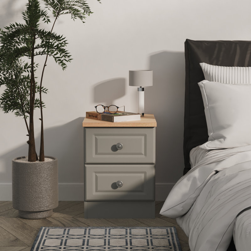 Arpelar 37cm W Manufactured Wood Bedside Table, Grey