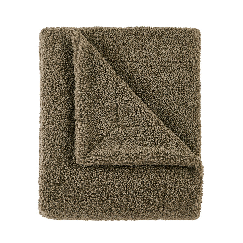 Teddy Soft Plush Textured Fluffy Classic Chic Modern Rustic Cozy Boucle Throw Blanket, Green, 50" W x 60" L