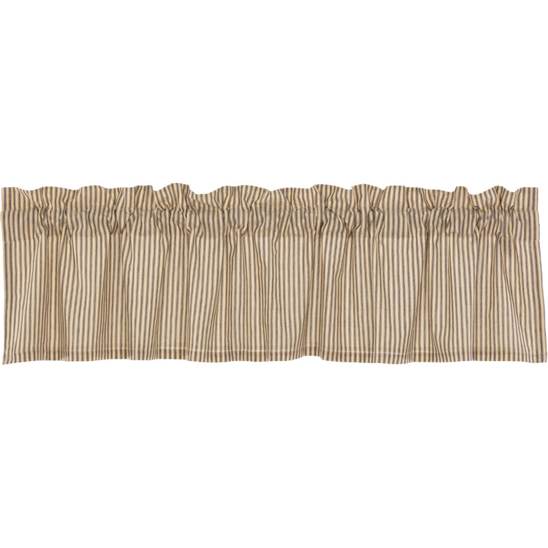 Sawyer Mill Cotton Striped Tailored Window Valance, 72" W x 16" H, Dark Crème/Coal Black