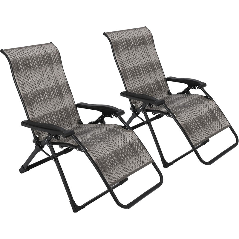 Chaise de patio inclinable en rotin avec accoudoirs, dossier réglable