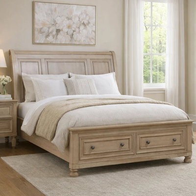Lit-bateau très grand Bely, rangement pour le pied de lit, moulure du cadre photo, gris taupe