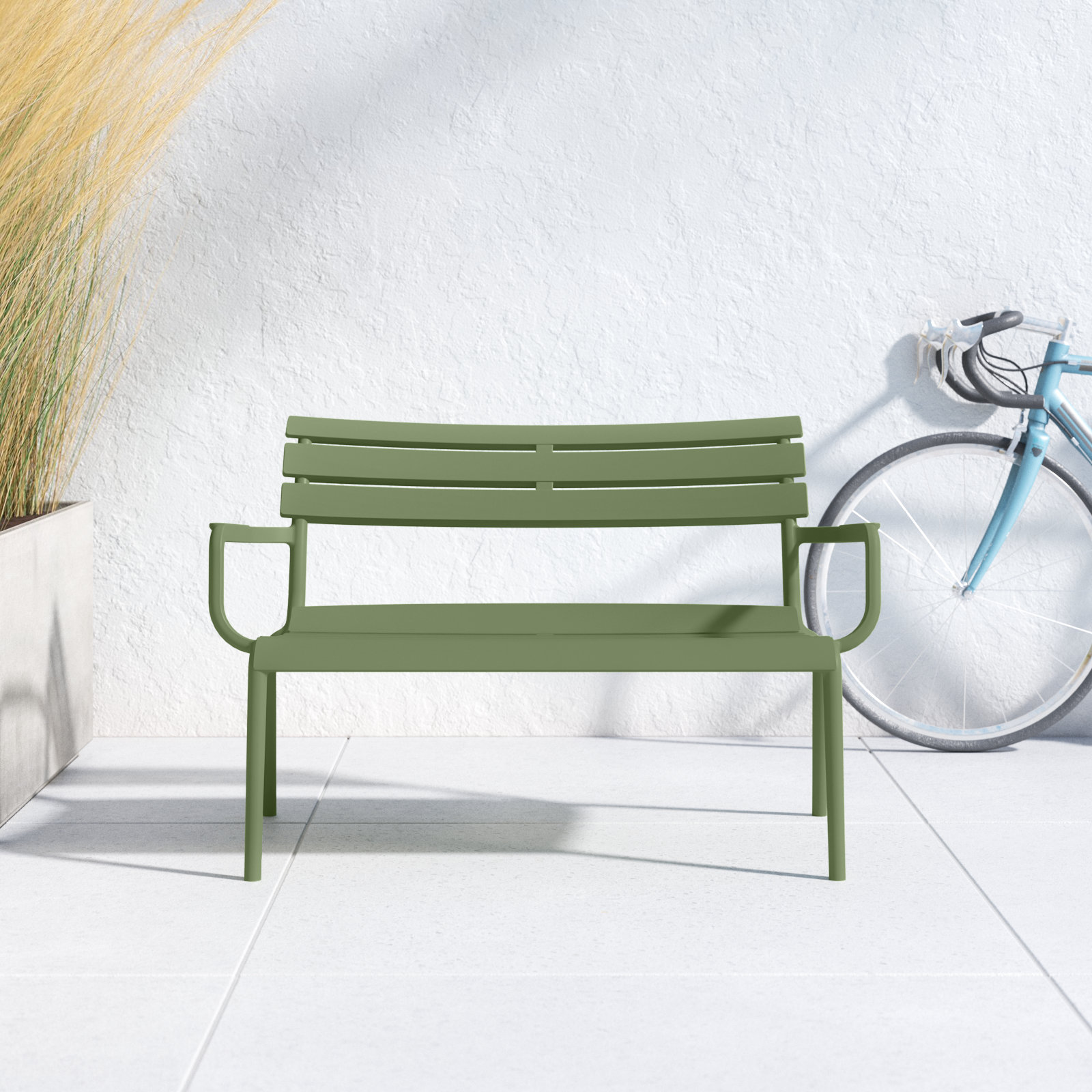 Ruta Paris 46'' Outdoor Bench, Olive Green
