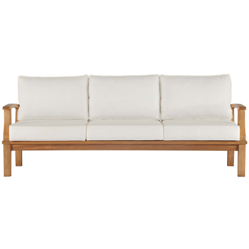 Marina Outdoor Patio Teak Sofa, White
