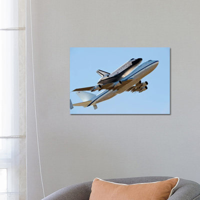 Space Shuttle Endeavour Mounted on a Modified Boeing 747 Shuttle Carrier Aircraft 1 Piece Wrapped Canvas Wall Art