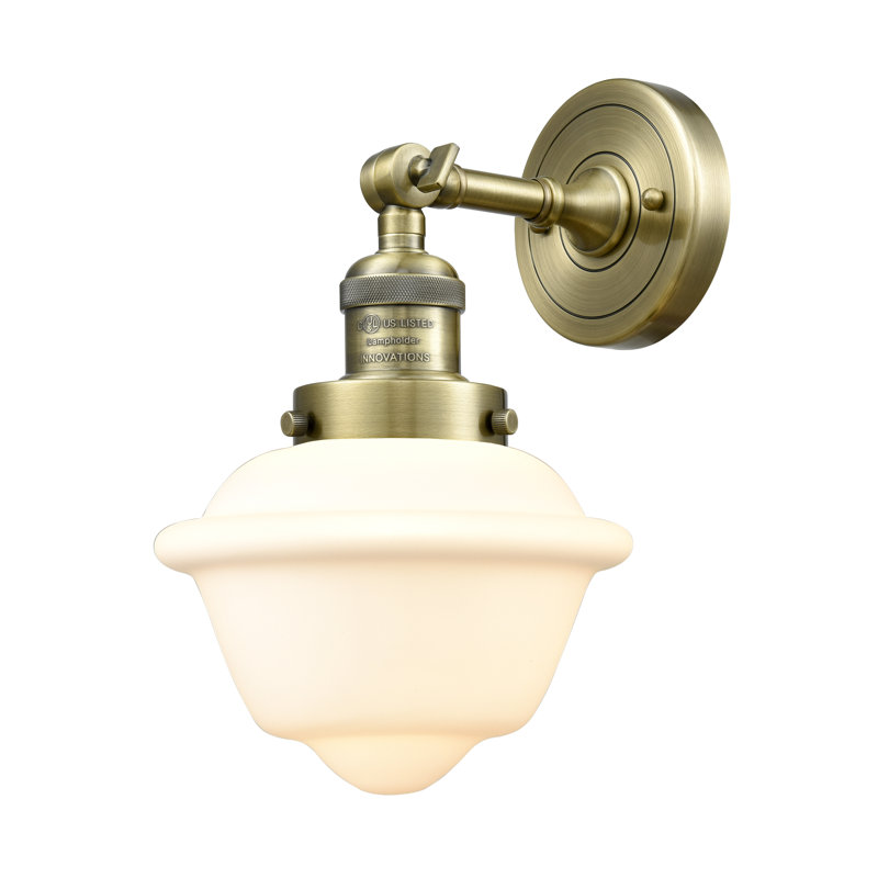 Gaspard Dimmable Bath Sconce, Antique Brass, Matte White Cased, 6 Watt Vinage LED Bulb