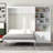  Full Murphy Wall Bed with Multiple Storage Shelves and Built-In Cabinet, White