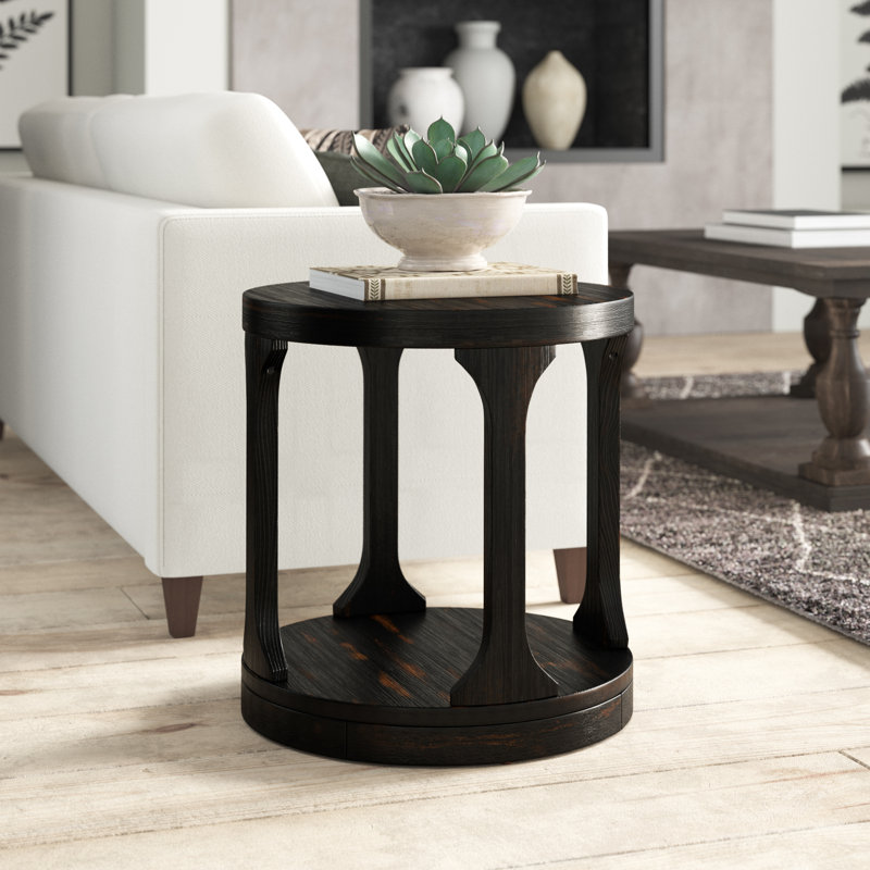 Dalva Solid Wood Base End Table with Shelf