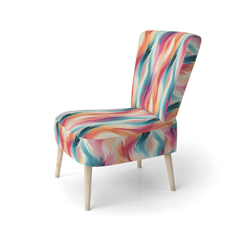 Ikat Fusion - Chaise d'appoint rembourrée moderne et contemporaine turquoise et rose