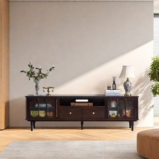 Retro arched glass door TV cabinet