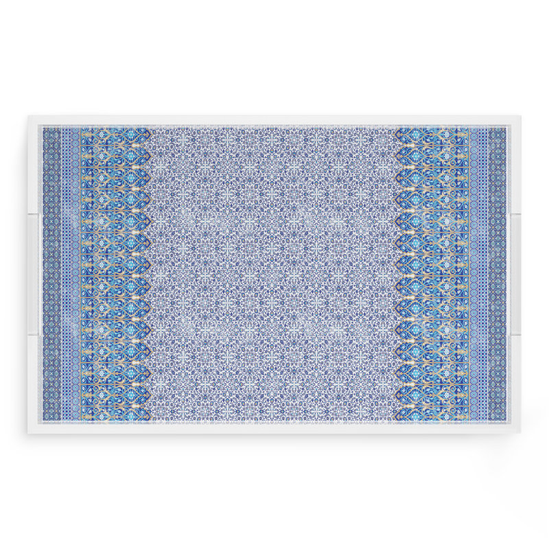 Plateau décoratif Iznik, L 22,5 po x P 14,5 po x H 2 po, Bleu