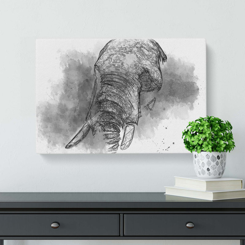 African Elephant in Abstract - Wrapped Canvas, 50cm H x 76cm W x 3cm D