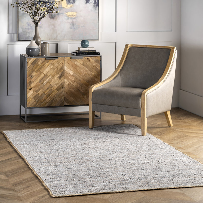 Tapis gris clair tissé à la main Amorita, Tapis de couloir 2 pi x 6 pi