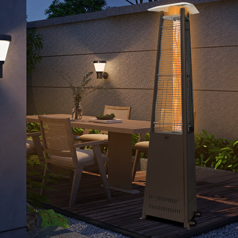Coffee Aluminum Propane Pyramid Patio Heater with Emergency Shut Off