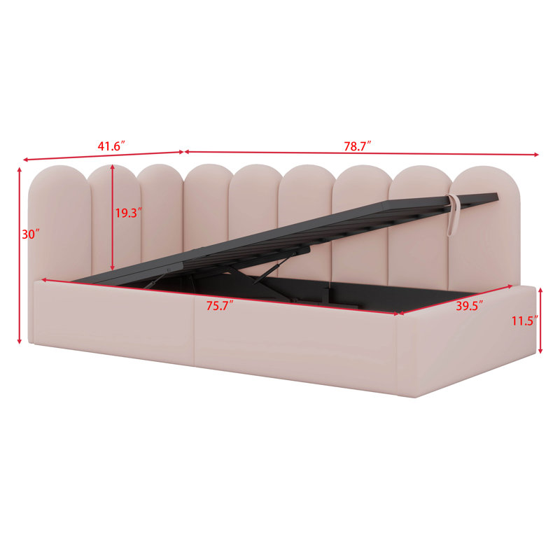 Upholstered Daybed Bed With Storage,Ottoman Bed Twin Size Single Sofa Bed, Daybed With Hydraulic Storage Bed Frame, Pink