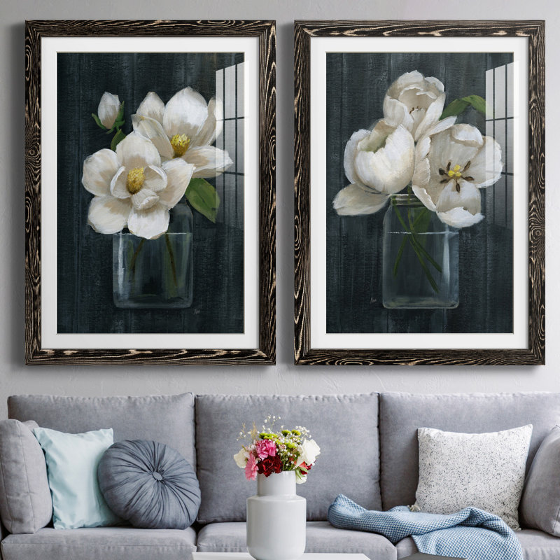 «Chalkboard Beauty I», ensemble de 2 reproductions d'art, Papier encadré noir