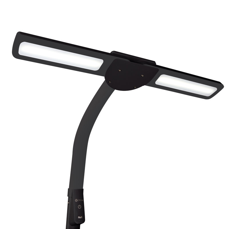 Black Adjustable LED Floor Lamp with USB Charging Port