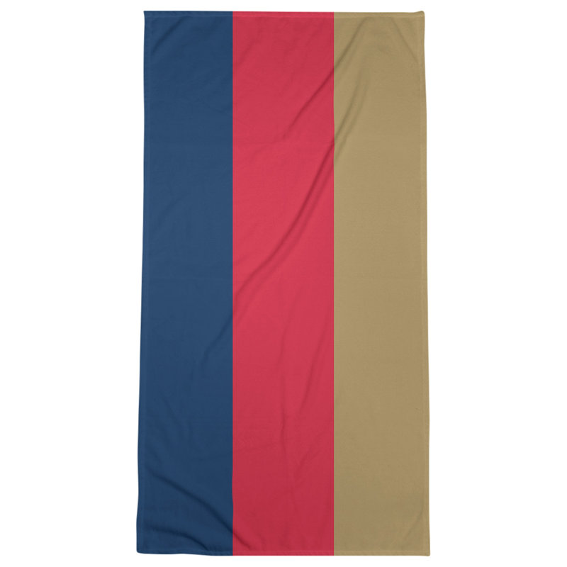 Cotton Blend Lightweight Bath Towel, Navy Blue/Red/Gold